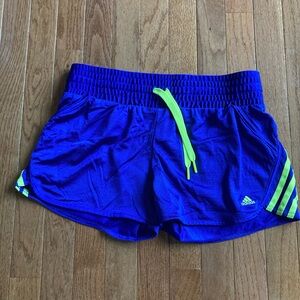 Adidas Retro Purple and Neon Yellow Athletic Shorts